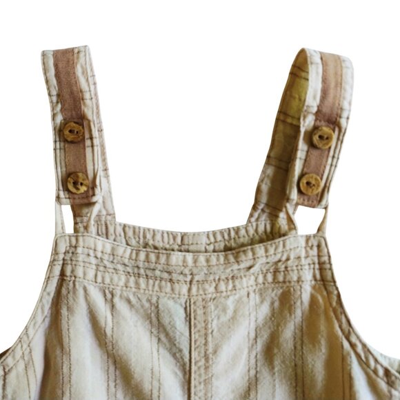 Zip Zap Linen Blend Stripe Camel Romper 12-18 Months - Picture 4 of 10